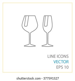 wine glasses line icon