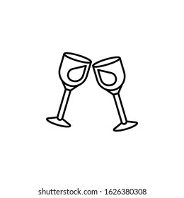 wine glasses line icon. Elements of wedding illustration icons. Signs, symbols can be used for web, logo, mobile app, UI, UX