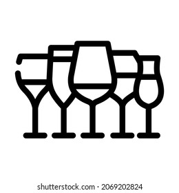 wine glasses line icon vector.  sign. isolated contour symbol black illustration