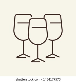 Wine glasses line icon. Wineglass, flute, cocktail. Alcohol concept. Vector illustration can be used for topics like bar, restaurant, dinner, winery