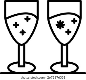 Wine glasses Line vector Icon Design