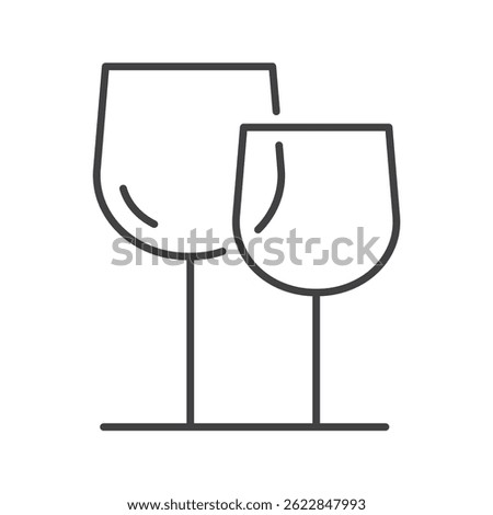 Wine glasses linear icon isolated on transparent background. Wine glasses simple line icon. Tableware line icon. Editable stroke.