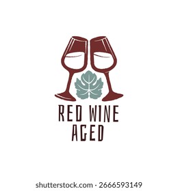 Logo de copas de vino. Logotipo de vino simple para viñedo, bebida de bodega, producto de uva o marca de alcohol orgánico. Ilustración vectorial.