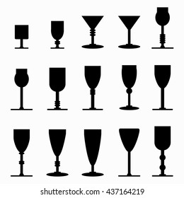 wine glasses monochrome icons