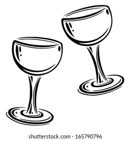 Wine glasses, party illustration, design elements