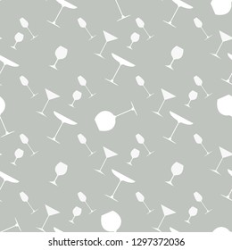 Wine glasses print. Seamless pattern with cocktail glasses for restaurant or bar menu