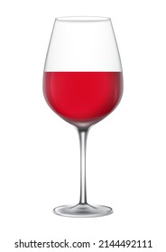 Gafas de vino con vino tinto. Ilustración vectorial de copas de vino aisladas en fondo blanco