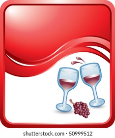 plantilla de onda roja de gafas de vino