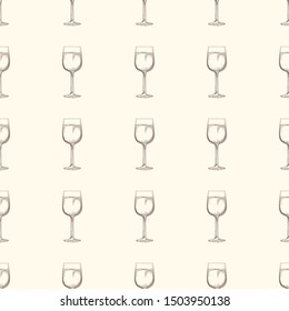 Wine glasses seamless pattern. Alcoholic beverage glassware design. Empty wine glass backdrop. Design for fabric, textile print, wrapping paper. Vector illustration