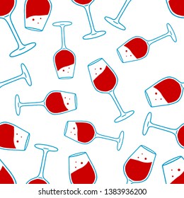 Wine Glasses. Wine Glasses Seamless Pattern. Clink Seamless Pattern. Clinking Wine Glasses Seamless Pattern on white background isolated. Stock Vector Illustration. 
