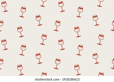 Patrón sin fisuras de lentes de vino. Ilustración repetitiva vectorial de copas de vino. EPS 10.