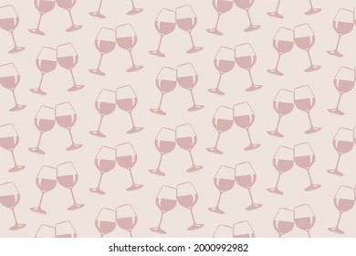 Patrón sin fisuras de lentes de vino. Ilustración repetitiva vectorial de copas de vino. EPS 10.