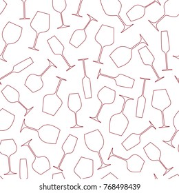 Wine glasses. Seamless vector background.