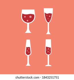 Se puede usar un juego de lentes de vino de 4 Vectores Diseño de Ilustración para imprimir en afiches pegatinas carteles Papel de la camiseta, se puede usar en publicaciones de medios sociales