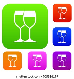 Wine glasses set icon in different colors isolated vector illustration. Premium collection