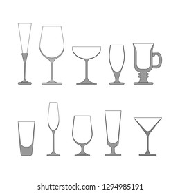 wine glasses set. vector illustration on white background