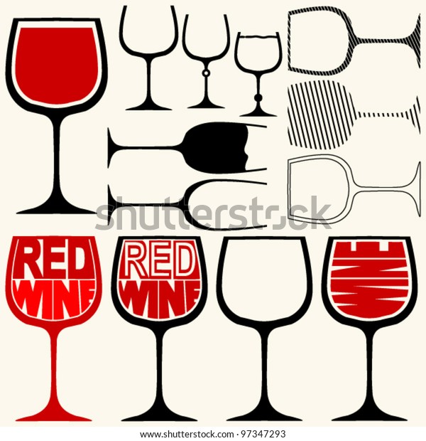 Download Wine Glasses Silhouettes Stock Vector (Royalty Free) 97347293