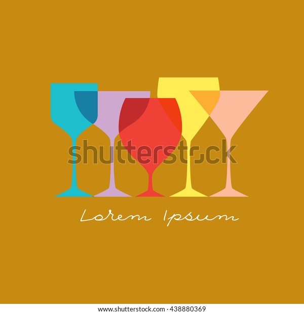 Wine Glasses Silhouettes Cute Pastel Colors Stock Vector Royalty