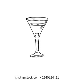 Wine glasses with splash drink, sketch vector illustration. Hand drawn label design elements