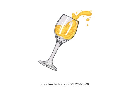 Gafas de vino con refrescos. Icono dibujado a mano. Ilustración vectorial en el estilo de esbozo
