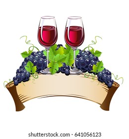 Wine glasses still life. Vector illustration.