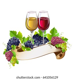 Wine glasses still life. Vector illustration.