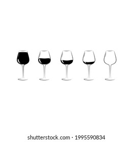 Símbolo de lentes de vino. 5 copas de vino