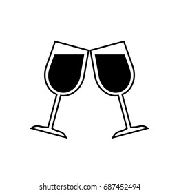 Wine glasses toasting icon.