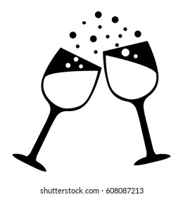 Wine Glasses Vector Icon