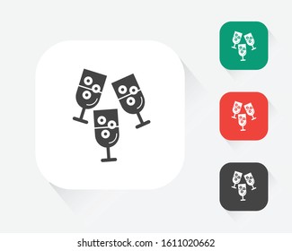 wine glasses vector icon with white background