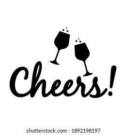 Wine glasses vector illustration, concept of celebration, black and white, silhouette 
