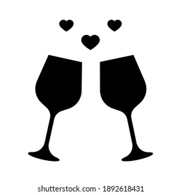 Wine glasses vector illustration, concept of celebration, black and white, silhouette 
