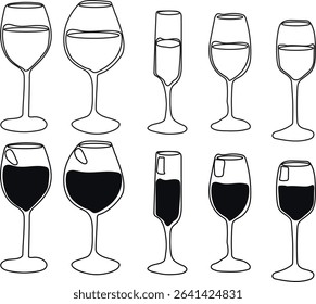 wine glasses Vector illustration.
Good for banner, poster, greeting card, party card, invitation, template, advertising, campaign, and social media. 

