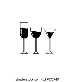 Wine glasses. Vector illustration isolated on white background. icon. 