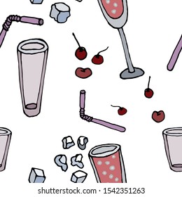 
wine glasses vector illustration. Seamless texture. Pattern. Party, fun, celebration. For print, design, back surface, textiles, tablecloths, kitchens, packaging, linens. Colored hand drawn vector.