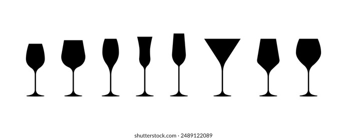 Wine glasses vector isolated on white background.