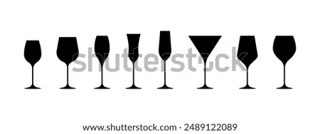 Wine glasses vector isolated on white background.