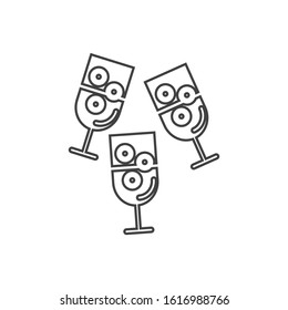 wine glasses vector line icon with white background