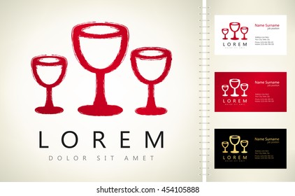 wine glasses vector logo