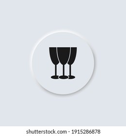 Icono de diseño de gafas de vino vectorial neumorfismo