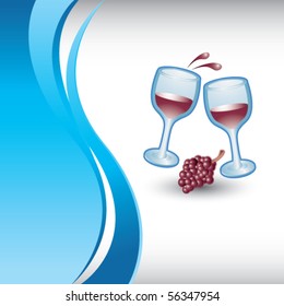 wine glasses vertical blue wave