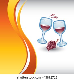 wine glasses vertical orange wave