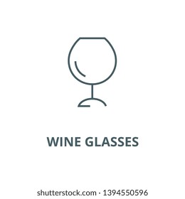 Wine glasses,alcochol  vector line icon, linear concept, outline sign, symbol