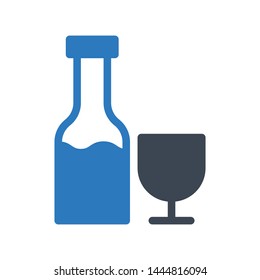 wine glyph color vector icon