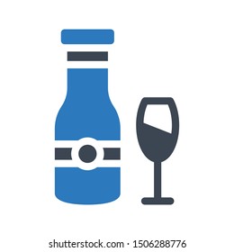 wine glyph colour vector icon