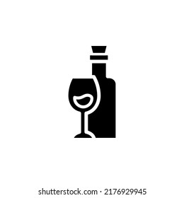 Wine With Glyph Icon Illustration