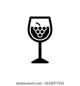 Wine Goblet Filled with Grapes and Rich Red Wine