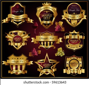 Wine golden ornate labels