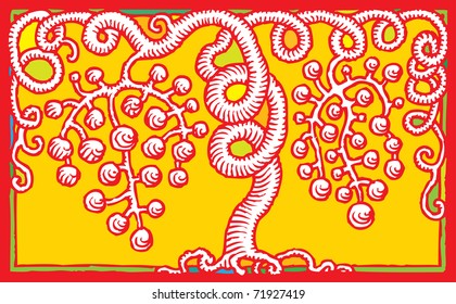 wine grape label red on yellow drawing
