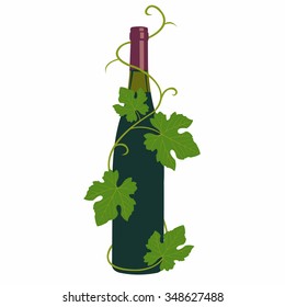 wine and grape leaves